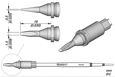 Cartridge Chisel 1.5 x 0.5 Long